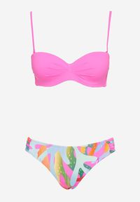 Born2be - Fuksjowe Bikini Biustonosz z Marszczeniem i Majtki Figi Efrileia. Kolor: różowy. Wzór: ażurowy