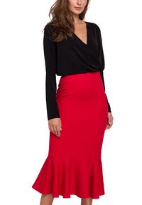 Makover - Elegancka ołówkowa spódnica midi zakończona falbaną. Materiał: elastan. Styl: elegancki #1