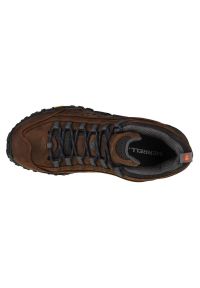 Buty terkkingowe Merrell Intercept M J598633 brązowe czarne. Nosek buta: okrągły. Zapięcie: sznurówki. Kolor: brązowy, wielokolorowy, czarny. Materiał: materiał. Szerokość cholewki: normalna