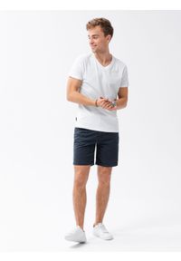 Ombre Clothing - T-shirt męski V-NECK z elastanem - biały V1 S1183 - XXL. Typ kołnierza: dekolt w kształcie V. Kolor: biały. Materiał: elastan. Długość rękawa: krótki rękaw. Długość: krótkie. Wzór: nadruk. Styl: klasyczny #4