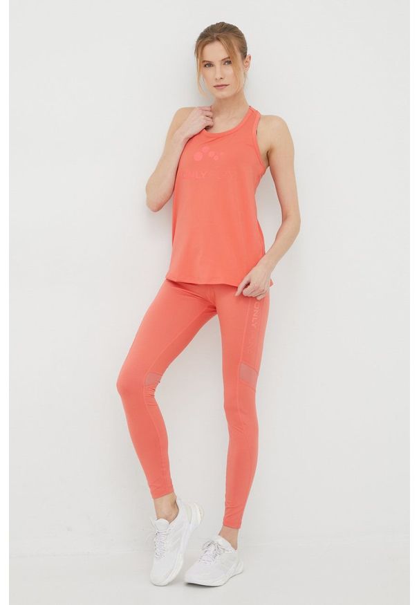 Only Play legginsy treningowe damskie kolor różowy z nadrukiem. Kolor: różowy. Materiał: skóra, dzianina. Wzór: nadruk