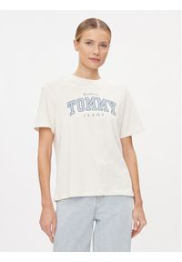 Tommy Jeans T-Shirt Varsity Lux DW0DW17375 Biały Relaxed Fit. Kolor: biały. Materiał: bawełna