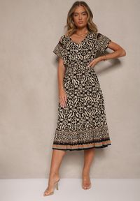 Renee - Czarna Sukienka z Bawełny Ozdobiona Ornamentnym Motywem Fillena. Kolor: czarny. Materiał: bawełna. Wzór: aplikacja #2