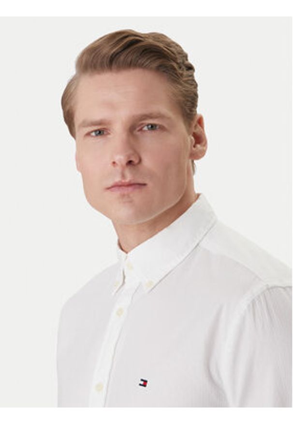 TOMMY HILFIGER - Tommy Hilfiger Koszula MW0MW42442 Biały Slim Fit. Kolor: biały. Materiał: bawełna