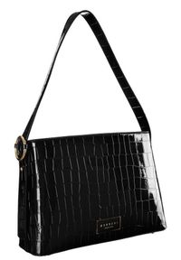 Lakierowana torebka czarna Monnari BAG2290-020. Kolor: czarny. Materiał: skórzane. Rodzaj torebki: na ramię #1