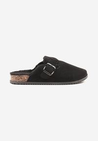 Born2be - Czarne Kapcie Chodaki na Korkowej Podeszwie z Paskiem i Klamrą Aponella. Okazja: do domu. Zapięcie: klamry. Kolor: czarny. Materiał: jeans #5