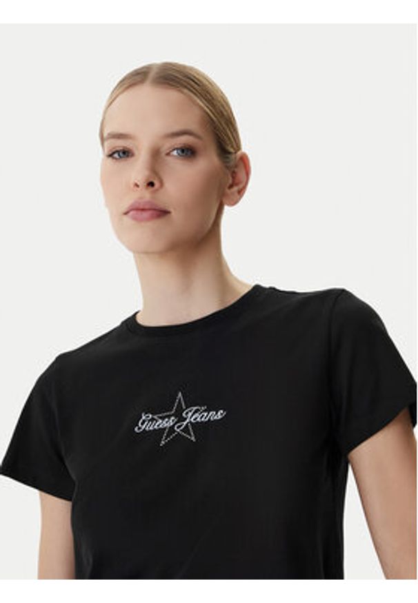 Guess Jeans T-Shirt W6RI18 J1314 Czarny Regular Fit. Kolor: czarny. Materiał: bawełna