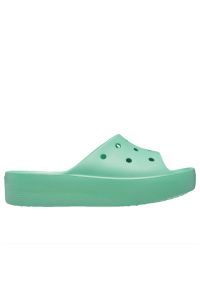 Klapki Crocs Classic Platform Slide 208180-3UG - zielone. Kolor: zielony. Materiał: materiał. Sezon: lato. Obcas: na platformie