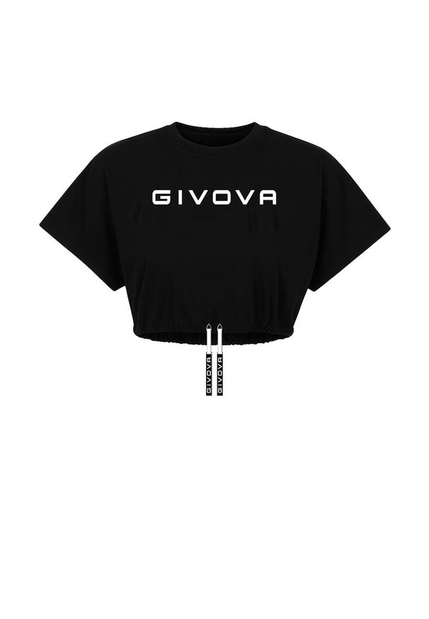 Givova koszulka damska dekolt łódka, crop top, M. Typ kołnierza: dekolt w łódkę. Kolor: czarny, biały, wielokolorowy. Długość: krótkie
