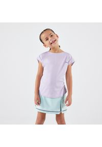 ARTENGO - Koszulka tenisowa dla dziewczynek Artengo TTS Soft. Kolor: fioletowy. Materiał: elastan, tkanina, materiał. Sport: tenis