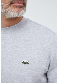 Lacoste bluza męska kolor szary gładka SH9608-132. Kolor: szary. Materiał: bawełna, poliester. Wzór: gładki #3