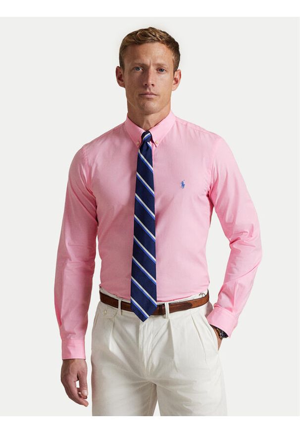 Polo Ralph Lauren Koszula 710929348003 Różowy Slim Fit. Typ kołnierza: polo. Kolor: różowy. Materiał: bawełna