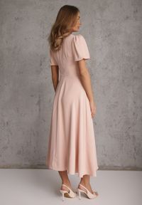 Renee - Różowa Rozkloszowana Sukienka Koktajlowa VICES na Krótki Rękaw Nessesha. Okazja: na randkę, na wesele, na ślub cywilny. Kolor: różowy. Długość rękawa: krótki rękaw. Styl: wizytowy. Długość: mini #2