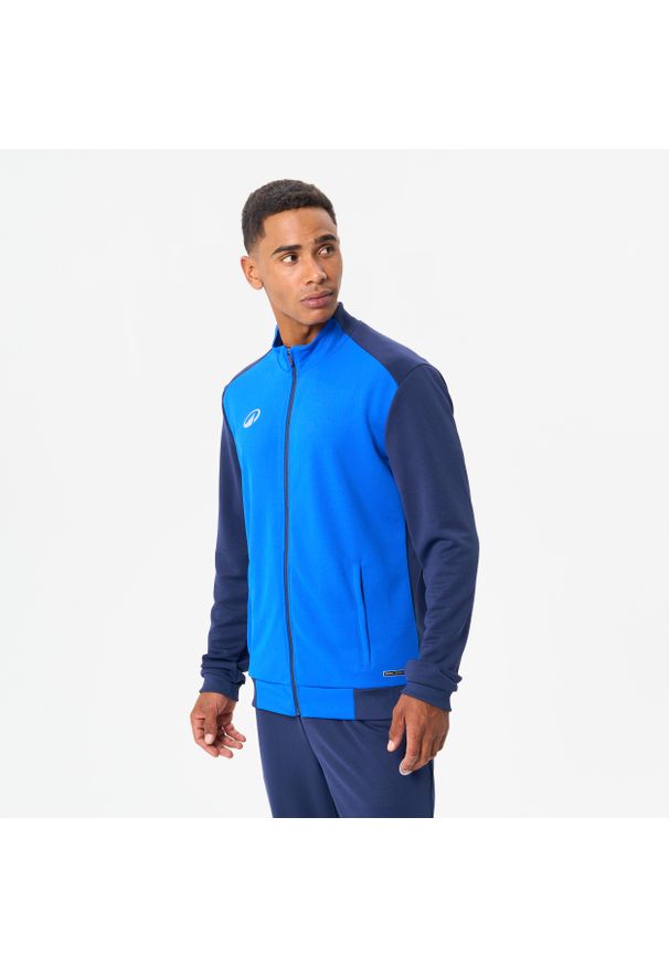 KIPSTA - Bluza piłkarska Kipsta Essential Club. Typ kołnierza: komin. Kolor: niebieski. Materiał: tkanina, materiał, elastan, poliester, prążkowany. Sport: piłka nożna