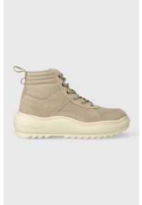 Tommy Jeans sneakersy TJM MIX MATERIAL BOOT kolor beżowy EM0EM01245. Nosek buta: okrągły. Zapięcie: sznurówki. Kolor: beżowy. Materiał: guma