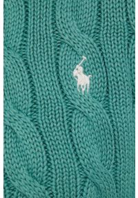 Polo Ralph Lauren kardigan bawełniany damski kolor zielony. Typ kołnierza: polo. Kolor: zielony. Materiał: bawełna. Długość rękawa: długi rękaw. Długość: długie. Wzór: ze splotem #3