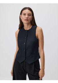 Reserved - Taliowana kamizelka - czarny. Kolor: czarny. Materiał: bawełna, wiskoza, tkanina #1