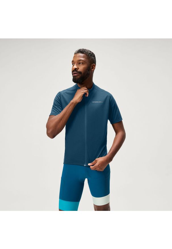 ENDURA - Koszulka rowerowa męska Endura Loop Zipped. Kolor: niebieski. Sport: kolarstwo
