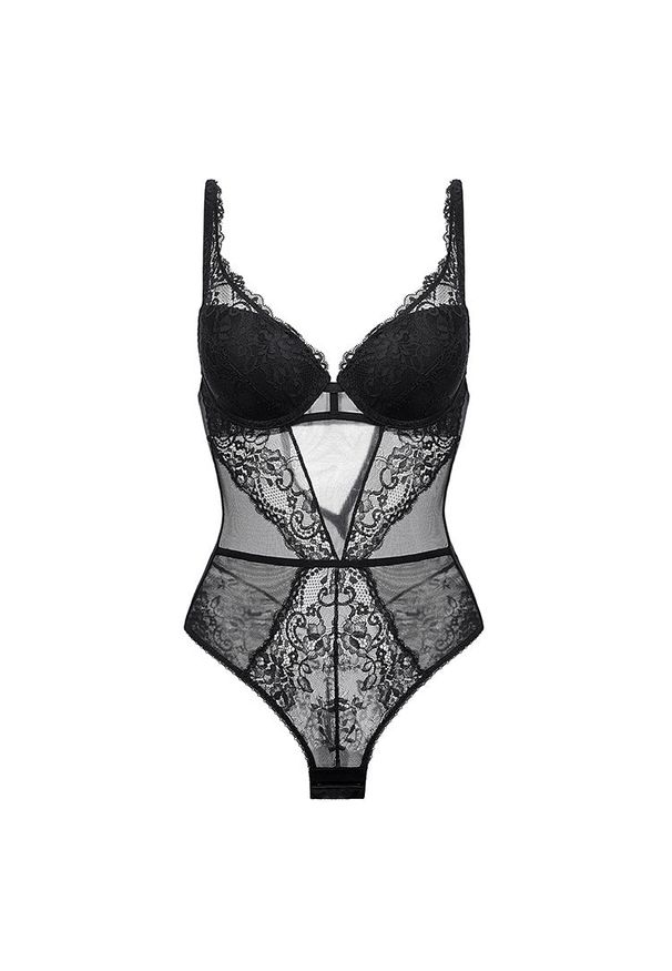 Intica - Body z usztywnianym biustem i koronkowym wykończeniem Muyesser. Kolor: czarny. Materiał: koronka. Wzór: koronka