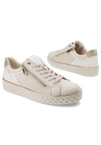Beżowe Sneakersy Marco Tozzi Sportowe Obuwie Damskie. Okazja: na co dzień. Kolor: beżowy. Materiał: materiał. Wzór: gładki, geometria #6