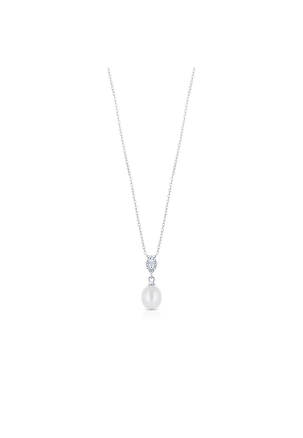 W.KRUK - Wisiorek srebrny z perłą i cyrkoniami. Materiał: srebrne. Kolor: srebrny. Wzór: aplikacja. Kamień szlachetny: perła, cyrkonia