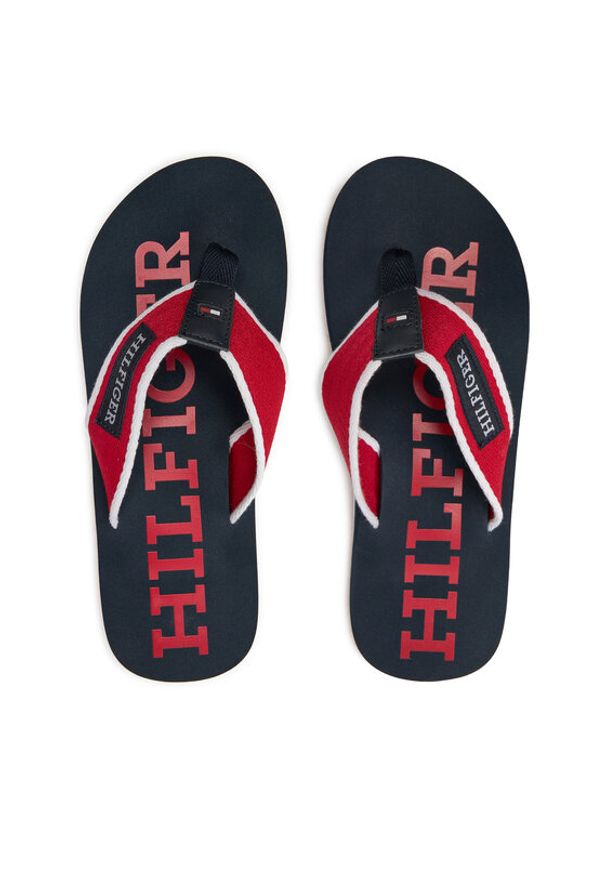 TOMMY HILFIGER - Tommy Hilfiger Japonki Patch Hilfiger Beach Sandal FM0FM05024 Czerwony. Kolor: czerwony. Materiał: materiał