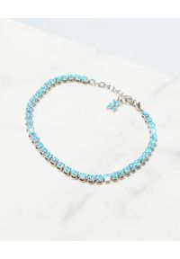 AMINA MUADDI - Błękitna bransoleta na kostkę z kryształami. Materiał: srebrne. Kolor: niebieski. Kamień szlachetny: kryształ #5