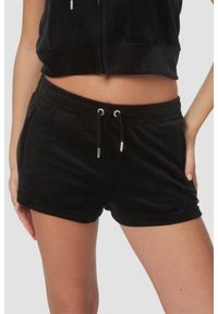 Juicy Couture - JUICY COUTURE Czarne damskie spodenki Tamia Shorts, Rozmiar S. Kolor: czarny