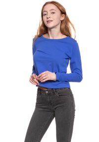 Wrangler - DAMSKI LONGSLEEVE WRANGLER B&Y LS CROP TEE NAUTICAL BLUE W722CF9V2 112130925. Długość rękawa: długi rękaw. Wzór: nadruk #9