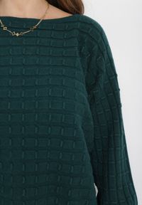 Born2be - Ciemnozielony Klasyczny Sweter z Rękawami Nietoperza Steresa. Kolor: zielony. Długość rękawa: długi rękaw. Długość: długie. Styl: klasyczny #5