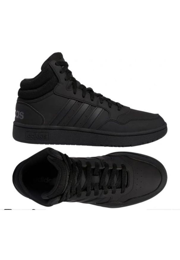 Adidas - Buty adidas Hoops 3.0 Mid Wtr M GW6421 czarne. Okazja: na co dzień. Kolor: czarny. Materiał: materiał, guma. Szerokość cholewki: normalna