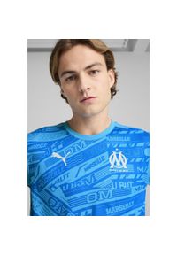 Puma - Męska koszulka przedmeczowa Olympique de Marseille PUMA. Kolor: niebieski. Materiał: materiał. Sport: piłka nożna