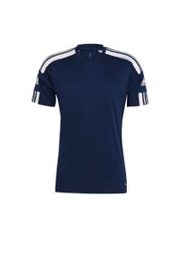 Adidas - Koszulka treningowa męska adidas Squadra 21 Jersey Short Sleeve. Kolor: biały, wielokolorowy, niebieski. Materiał: jersey. Sport: piłka nożna