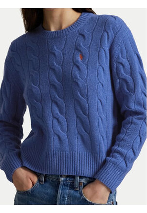 Polo Ralph Lauren Sweter 211A91216004 Niebieski Straight Fit. Typ kołnierza: polo. Kolor: niebieski. Materiał: wełna