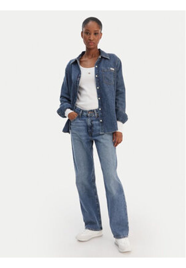 Calvin Klein Jeans Koszula jeansowa LV047E742G Granatowy Regular Fit. Kolor: niebieski. Materiał: bawełna