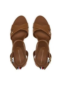 TOMMY HILFIGER - Tommy Hilfiger Sandały Im Raffia Sandal FW0FW08224 Brązowy. Kolor: brązowy. Materiał: skóra #3