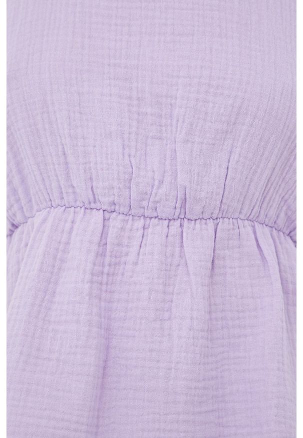 Vero Moda bluzka bawełniana damska kolor fioletowy gładka. Okazja: na co dzień. Kolor: fioletowy. Materiał: bawełna. Wzór: gładki. Styl: casual