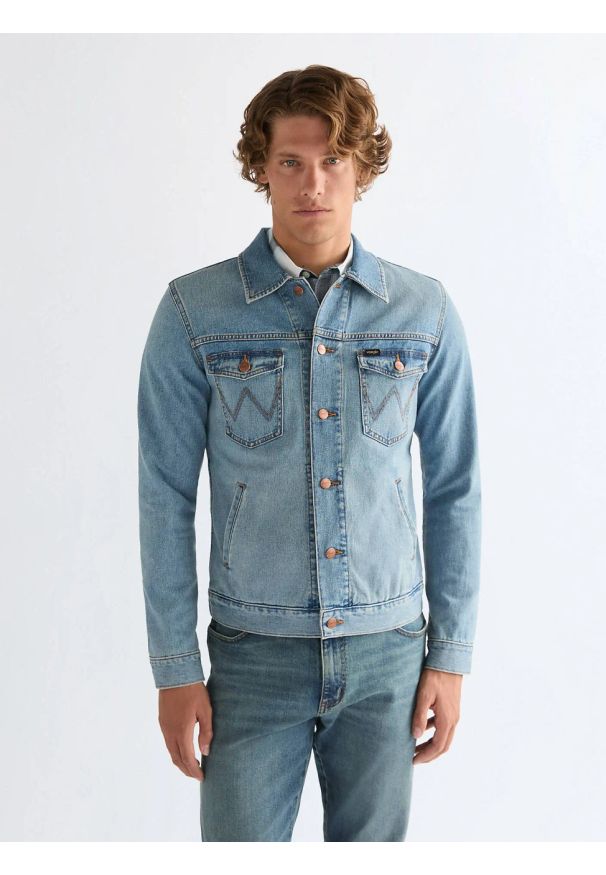 Wrangler - MESKA KURTKA WRANGLER DENIM JACKET THUNDER 112378497. Materiał: denim