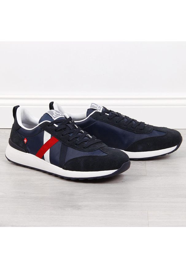 Buty sportowe męskie granatowe Rieker 07603-14. Kolor: niebieski. Materiał: skóra