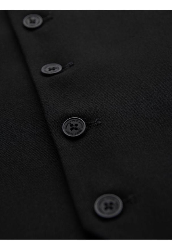 Ombre Clothing - Męska kamizelka garniturowa z klasycznym detalem i podszewką – czarna V4 - Rozmiar: M. Kolor: czarny. Materiał: wiskoza, poliester, materiał. Styl: klasyczny