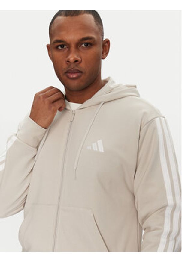 Adidas - adidas Bluza Essentials 3-Stripes JE6340 Beżowy Regular Fit. Kolor: beżowy. Materiał: bawełna