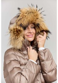 Hetrego - HETREGO Beżowa damska kurtka puchowa Leonie Quilted Woman Jacket With Detached Hood, Rozmiar 40 EU - 44 IT. Okazja: na co dzień. Kolor: beżowy. Materiał: puch. Długość rękawa: długi rękaw. Długość: długie. Styl: casual #3