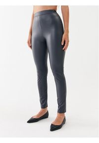 Max Mara Leisure Spodnie z imitacji skóry Zefir 23378601 Szary Slim Fit. Kolor: szary. Materiał: syntetyk