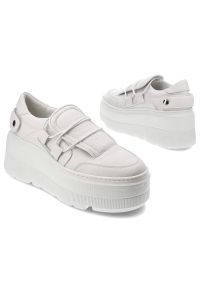 Białe Sneakersy Armodo Stylowe Obuwie Na Platformie. Zapięcie: rzepy. Kolor: biały. Materiał: jeans, syntetyk, materiał. Obcas: na platformie #3