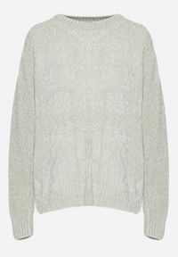 Born2be - Jasnozielony Sweter z Wiskozą Ozdobiony Tłoczeniem Zerini. Okazja: na co dzień. Kolor: zielony. Materiał: wiskoza. Wzór: aplikacja. Styl: casual, elegancki #6