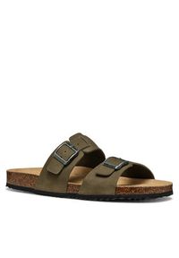 Geox Klapki U Sandal Ghita U159VB 00032 C3009 Khaki. Kolor: brązowy. Materiał: skóra, nubuk