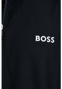 Boss Green bluza męska kolor czarny z kapturem wzorzysta. Okazja: na co dzień. Typ kołnierza: kaptur. Kolor: czarny. Materiał: materiał, dzianina. Długość rękawa: raglanowy rękaw. Styl: casual #4