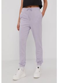 Pieces - Spodnie. Kolor: fioletowy. Materiał: dzianina. Wzór: gładki #2