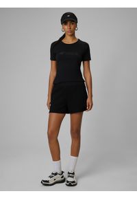 4f - 4F Spodenki dresowe damskie - czarne S. Kolor: czarny. Materiał: dresówka. Długość: krótkie. Sezon: lato #1