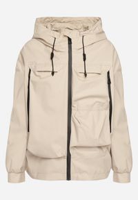 Born2be - Beżowa Kurtka Wiatrówka z Kieszeniami i Ściągaczami Braliana. Okazja: na spacer. Kolor: beżowy. Materiał: jeans. Styl: elegancki, sportowy #7